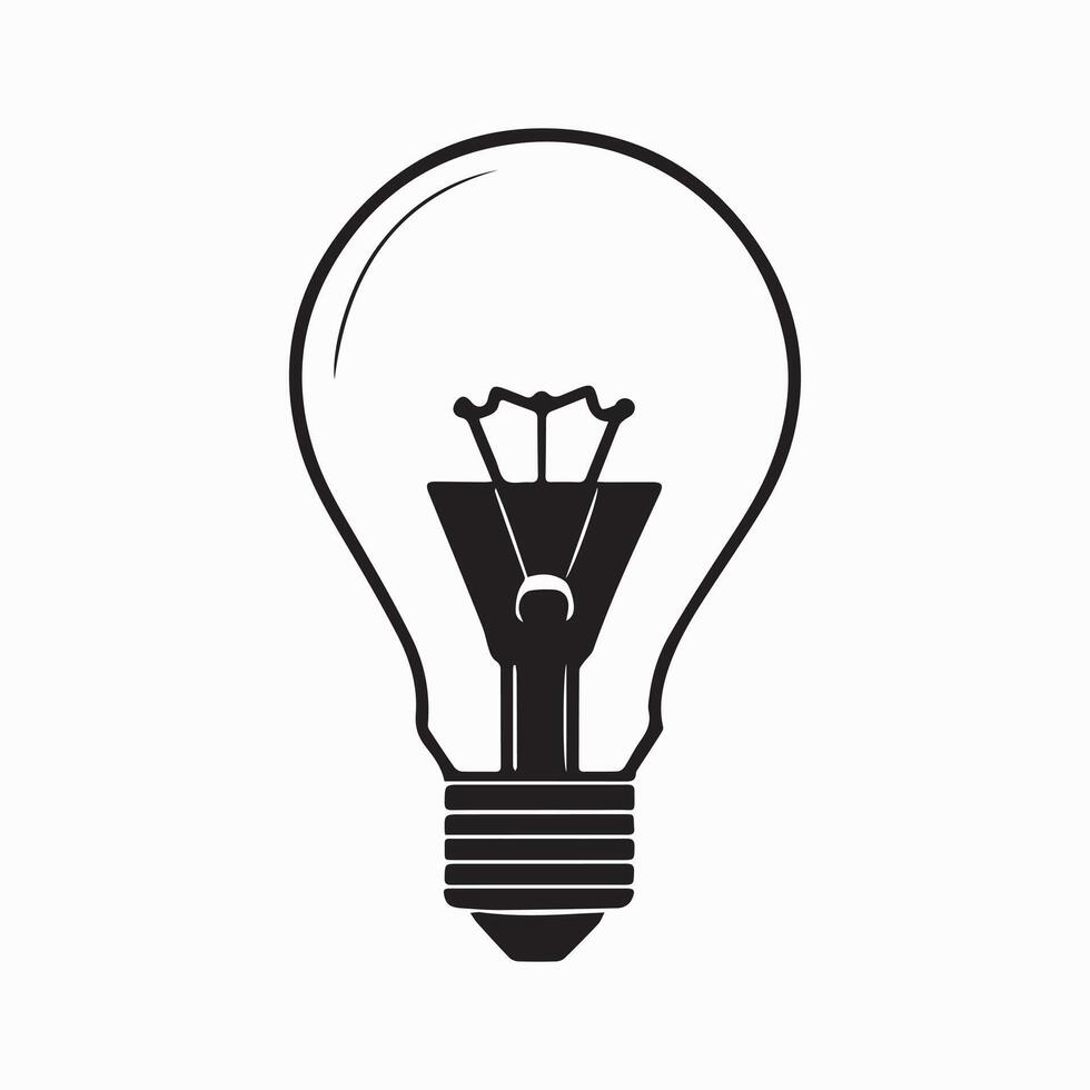 The Simple Black Line Drawing of an Light Bulb vector