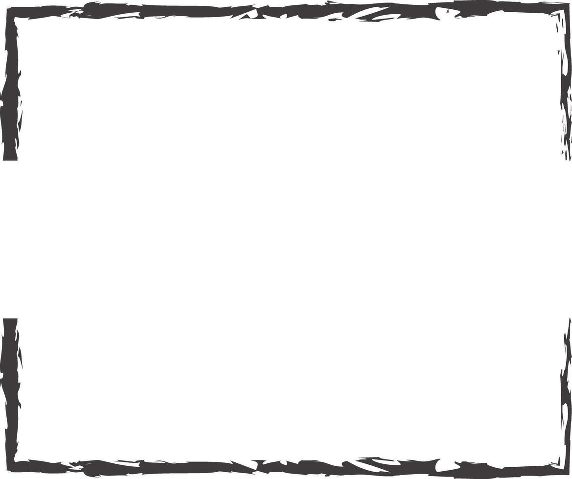Rough black ink rectangular frame with a textured edge, ideal for modern or vintage design projects, templates, invitations and creative layouts, . illustration vector