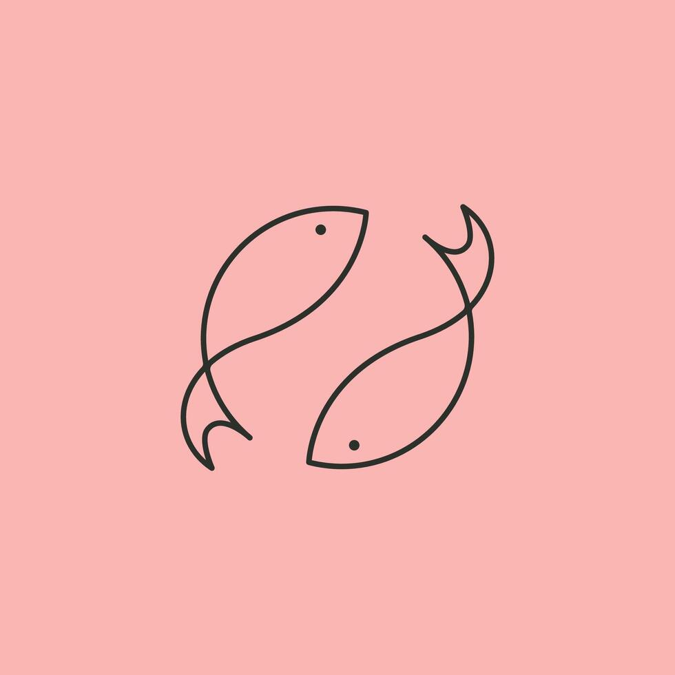 simple fish line art logo symbol illustration design vector