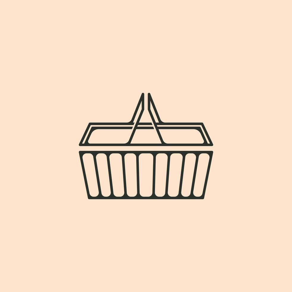 basket store object logo symbol illustration design, line art style vector