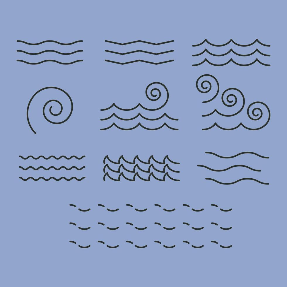 wave line art icon logo symbol minimal illustration design vector