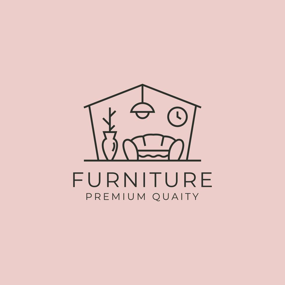 furniture logo line art icon symbol illustration design vector