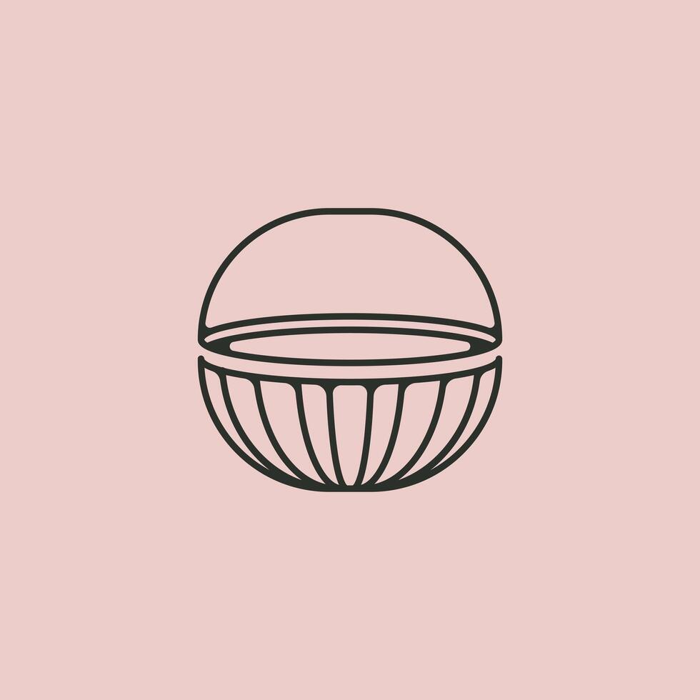basket wicker icon logo line art illustration design vector