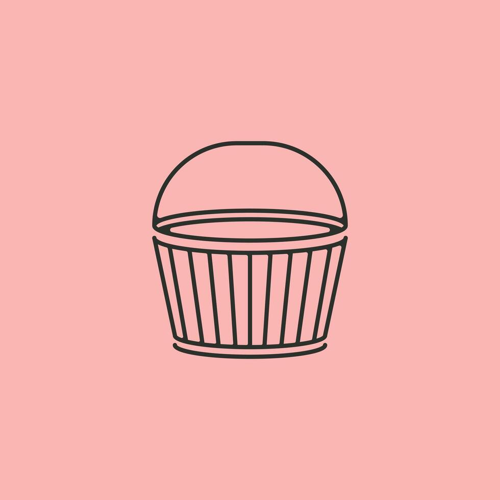 basket icon logo line art minimalist illustration design vector