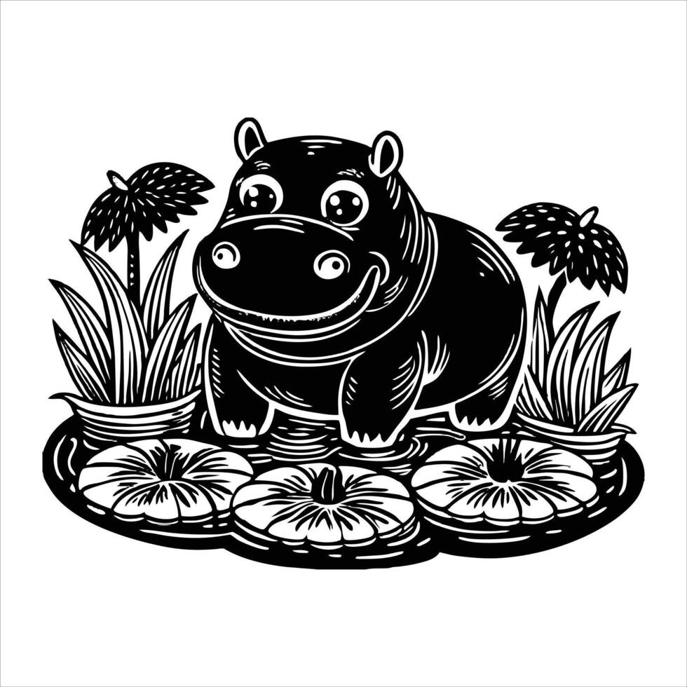 cartoon wild animal in nature vector