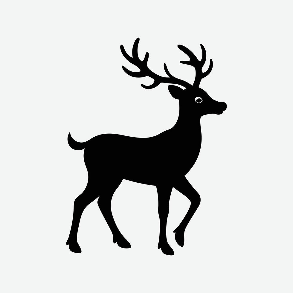 Black and White Deer Silhouettes art vector