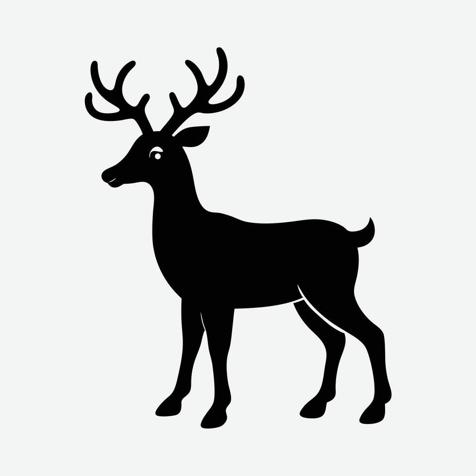 Simple Black Silhouette of a Deer with Antlers vector