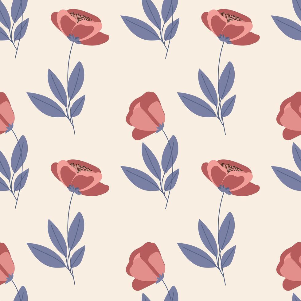 Seamless floral pattern with poppies. Cute pastel background, print, design for packaging. vector