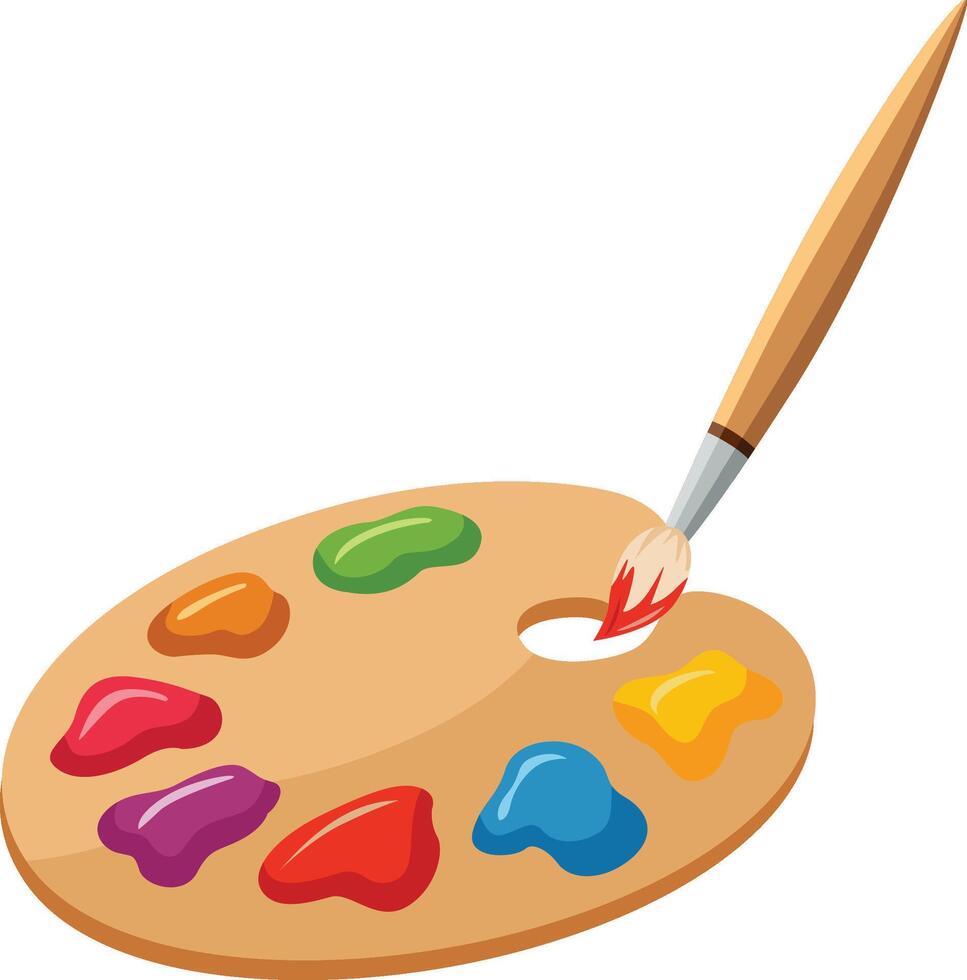 Artist tool set with brush and palette vector
