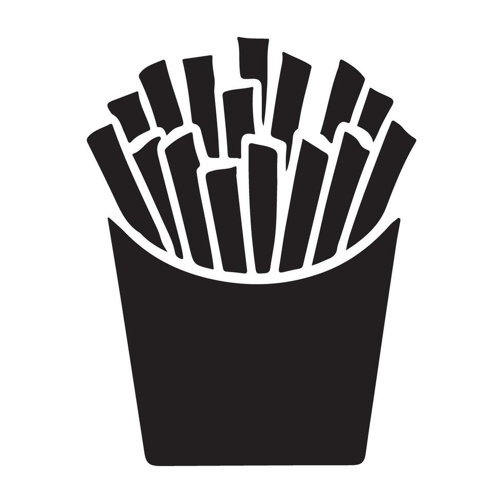 Silhouette illustration of delicious french fries in a box vector