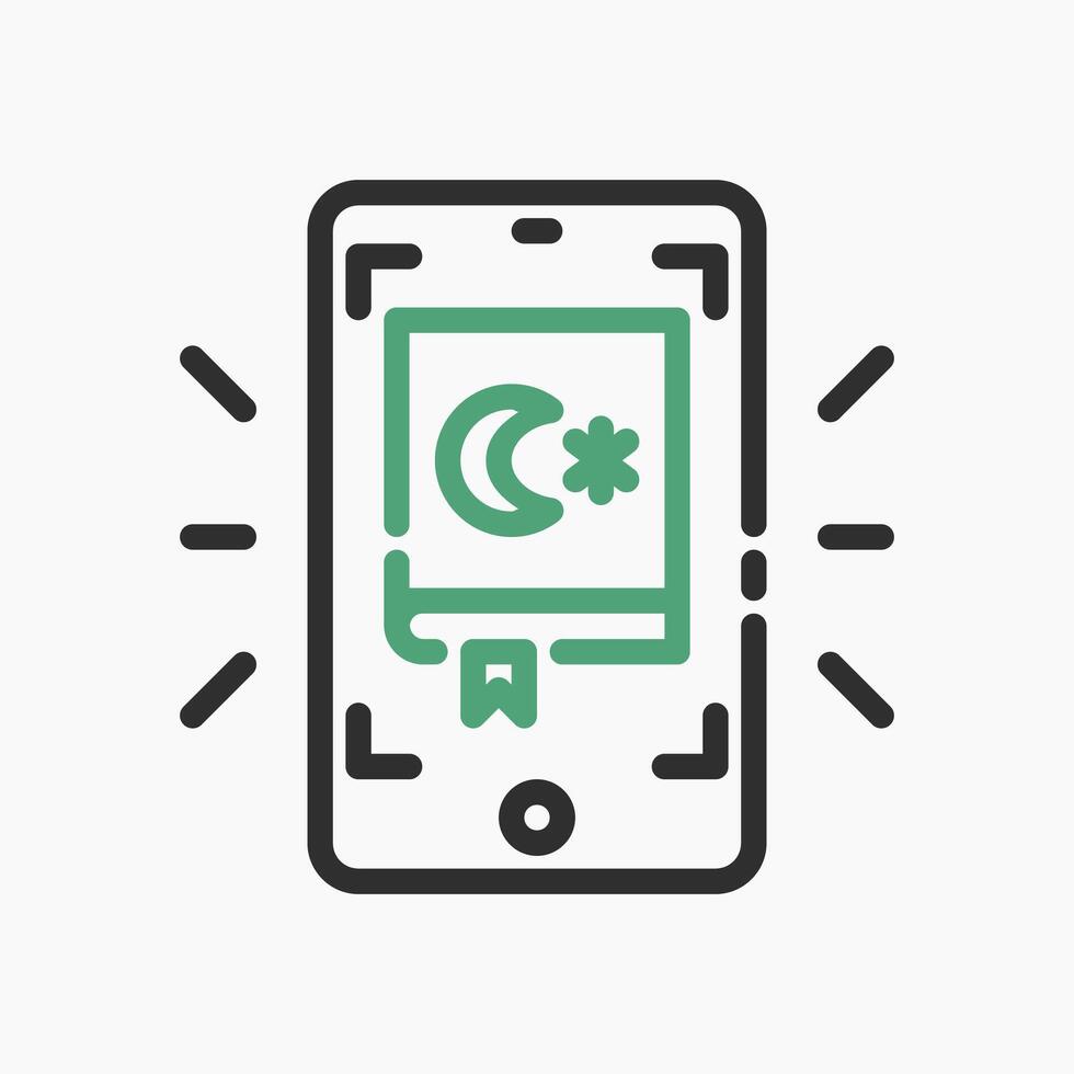 Design Illustration graphic of Mobile Quran icon with line style. Suitable for UI, mobile design, web design, etc. vector