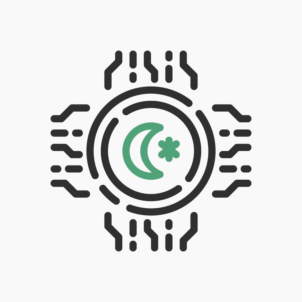 Design Illustration graphic of sharia digital transactions icon with line style. Suitable for UI, mobile design, web design, etc. vector