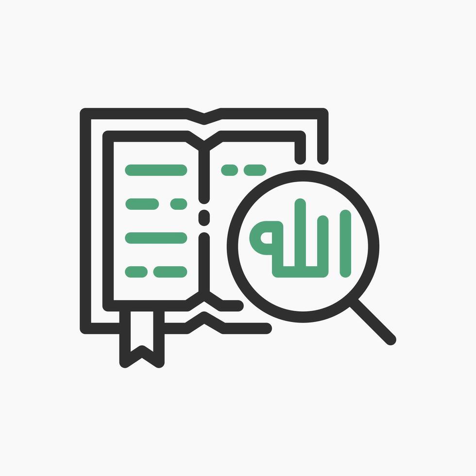 Design Illustration graphic of search for Al Quran verses icon with line style. Suitable for UI, mobile design, web design, etc. vector