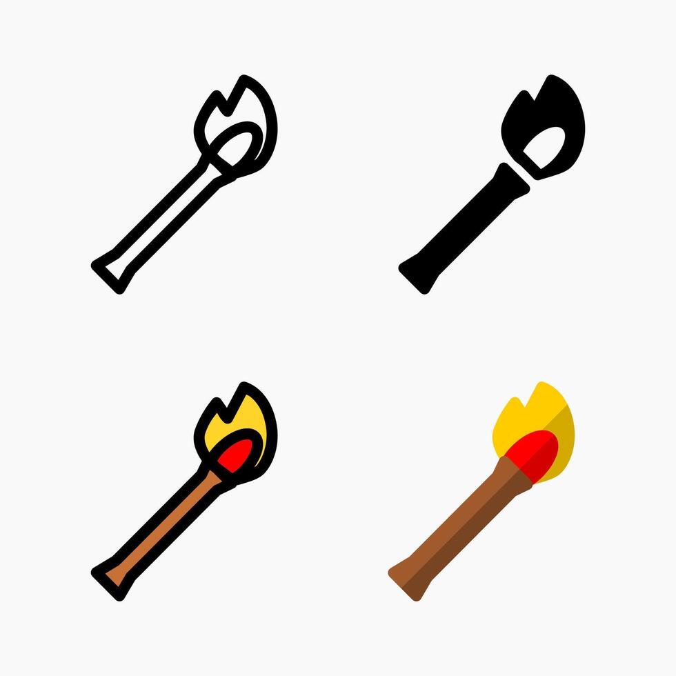 Design Illustration graphic of torch icon with line, color, glyph, and flat style. Suitable for UI, mobile design, web design, etc. vector