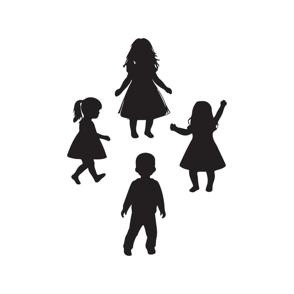 Creative set of a baby silhouette black and white background vector