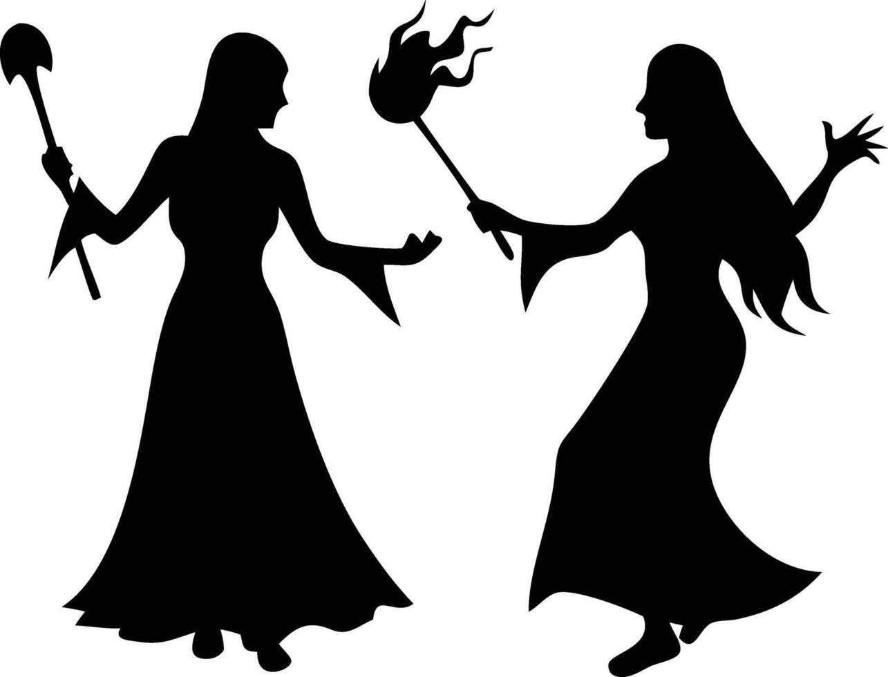Set of black Halloween silhouette on a white background vector