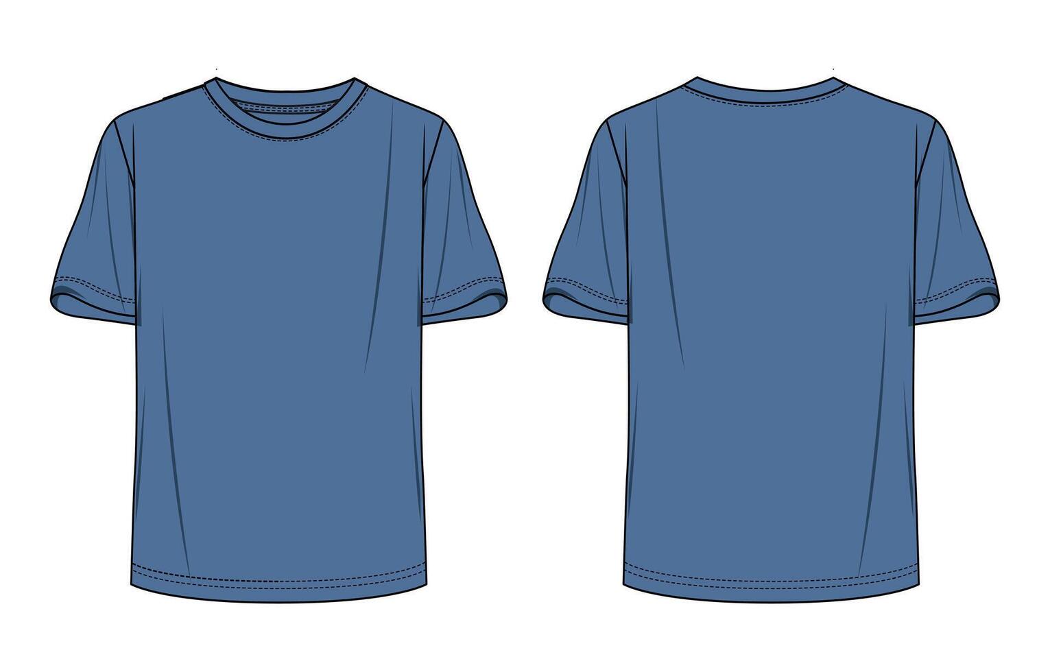 Blue t shirt template front and back isolated on white background vector