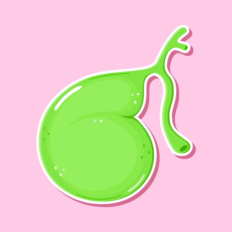 Sticker Gallbladder character. hand drawn cartoon kawaii character illustration icon. Isolated on pink background. Gallbladder character concept vector