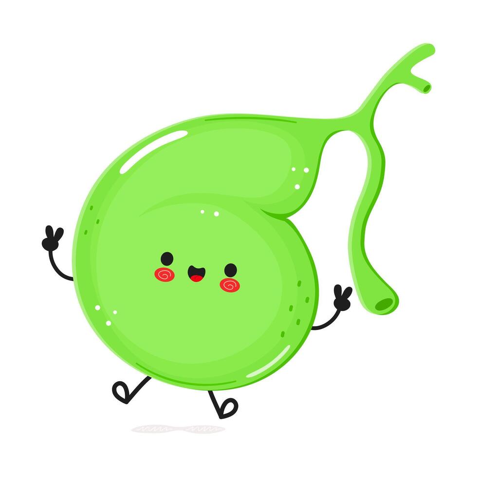 Gallbladder jumping character. hand drawn cartoon kawaii character illustration icon. Isolated on white background. Gallbladder character concept vector