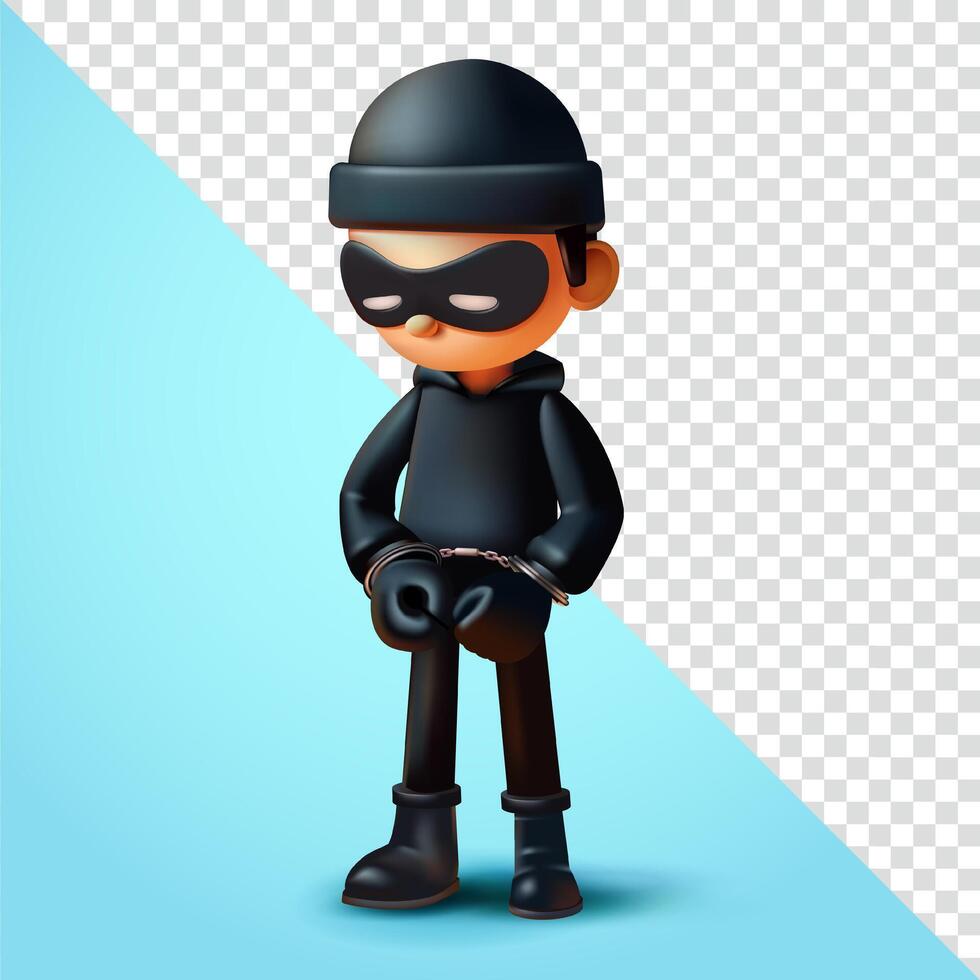 Thief in handcuffs, 3d. Perfect for security vector