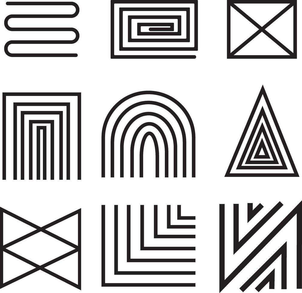 Symbol elements collection. icon shapes lines set illustration. sign elements style. for your unique design vector