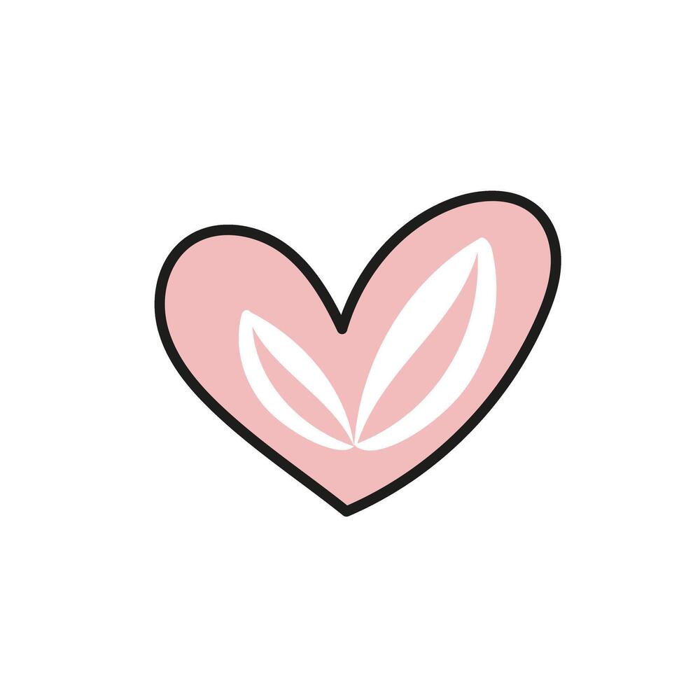 Eco-friendly heart doodle and flat illustration with leaf symbol vector