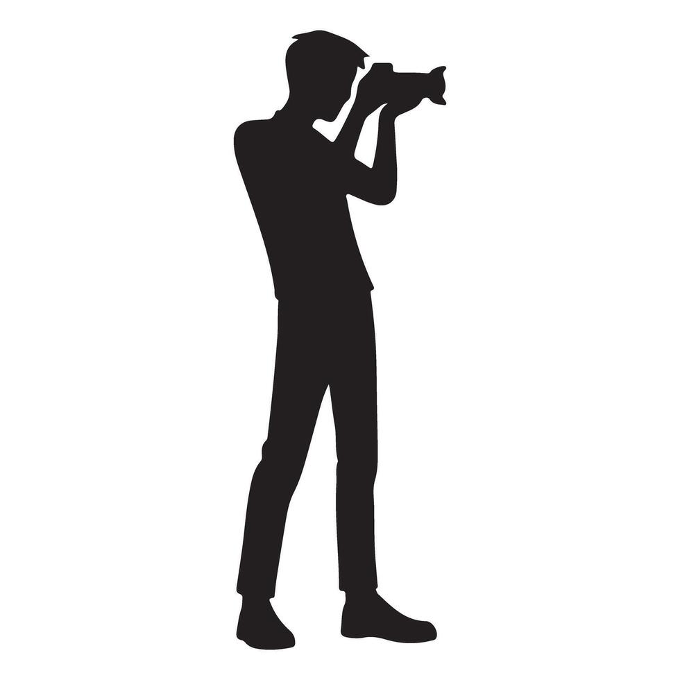 Silhouette of a Male Photographer Taking a Photograph vector