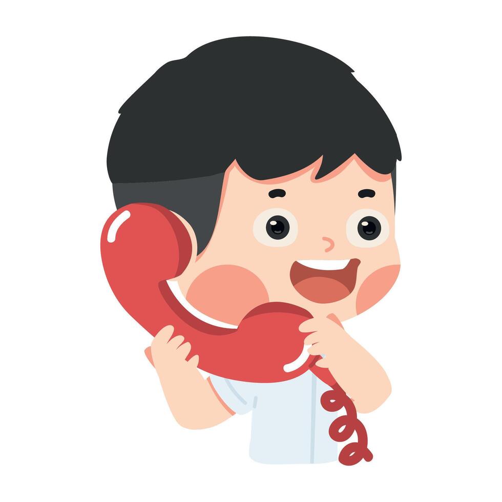 Kid is picking up the phone to talk vector
