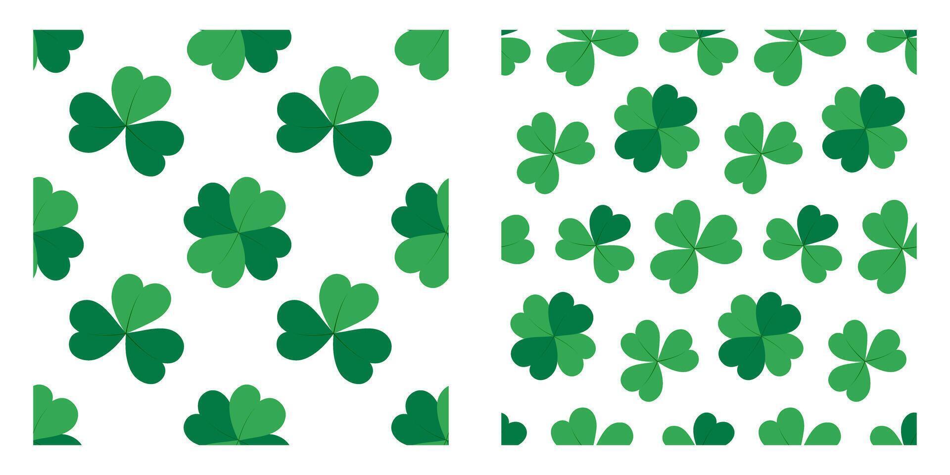 Abstract Shamrocks Seamless Pattern in monochrome green. St Patrick Day greeting background concept. Isolated Wrapping, wallpaper, thematic cards or web promo leaflets, banners, print materials vector