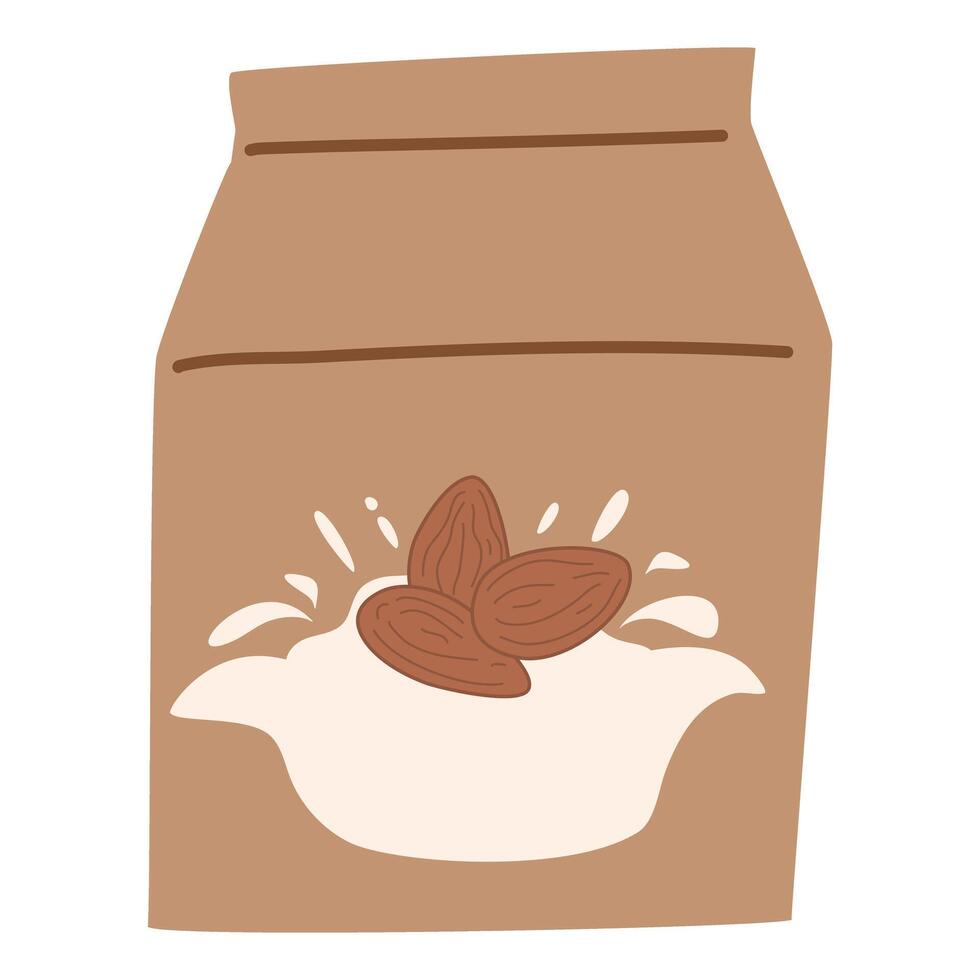 Almond Milk in Carton Package illustration vector