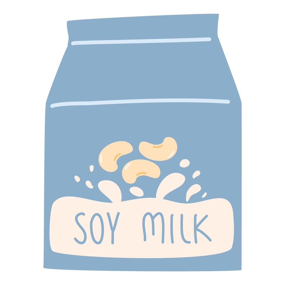soy milk in paper box flat icon Healthy drink vector