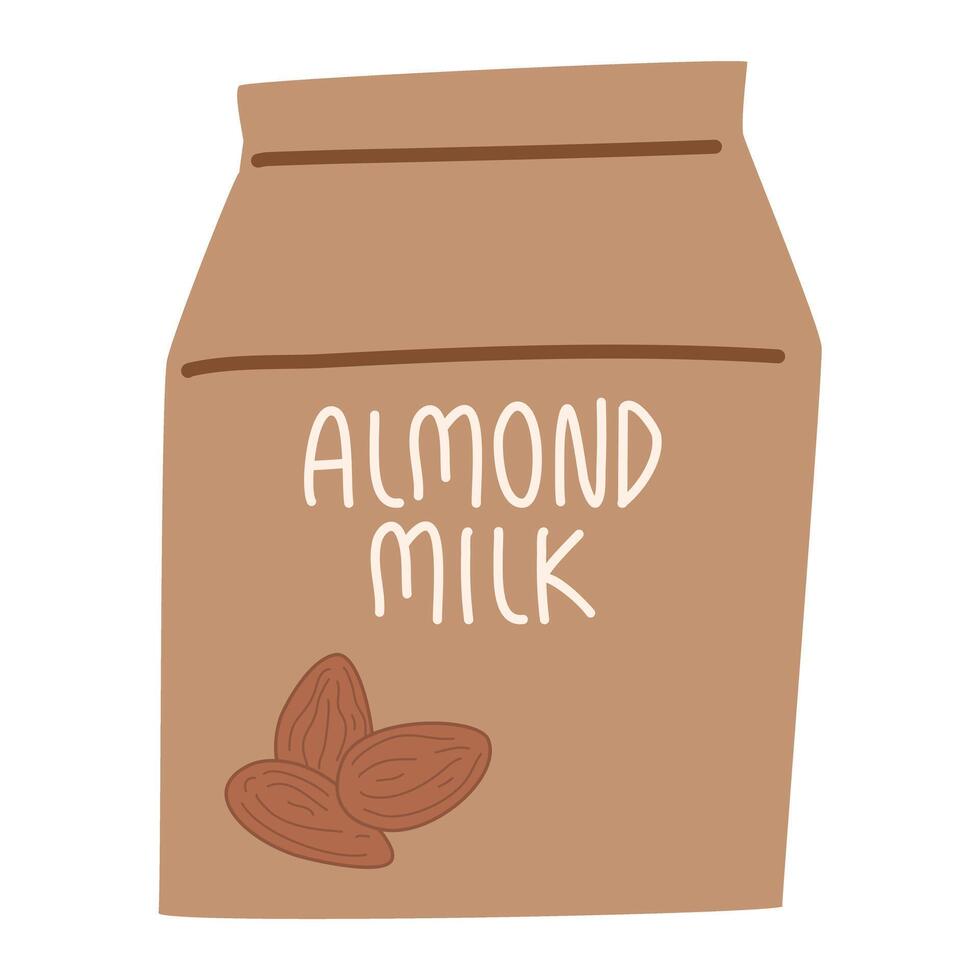 Hand Drawn Almond Milk Carton and Glass Illustration vector