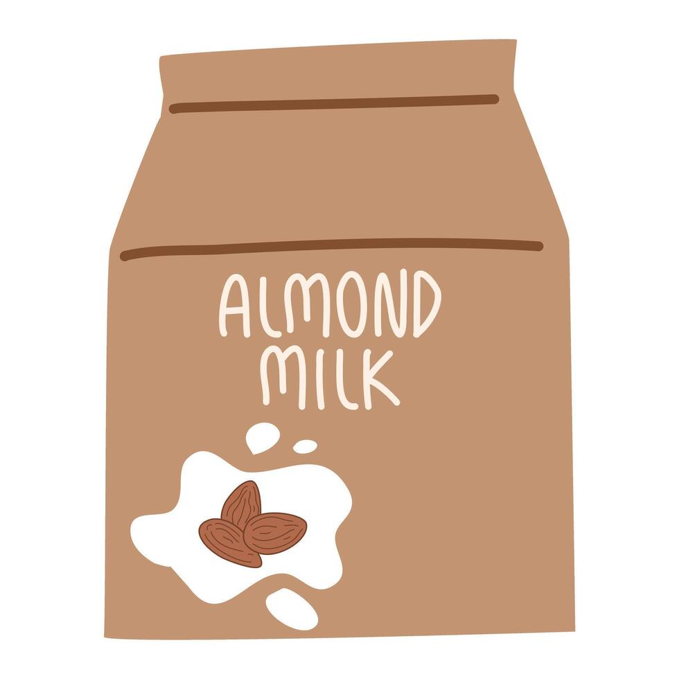 almond milk in paper package illustration vector