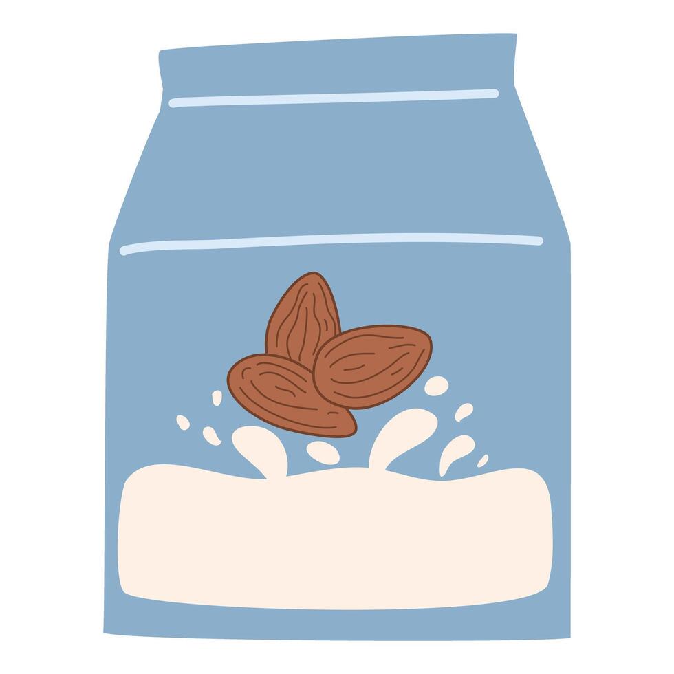 Paper package Almond milk with splashing liquid vector