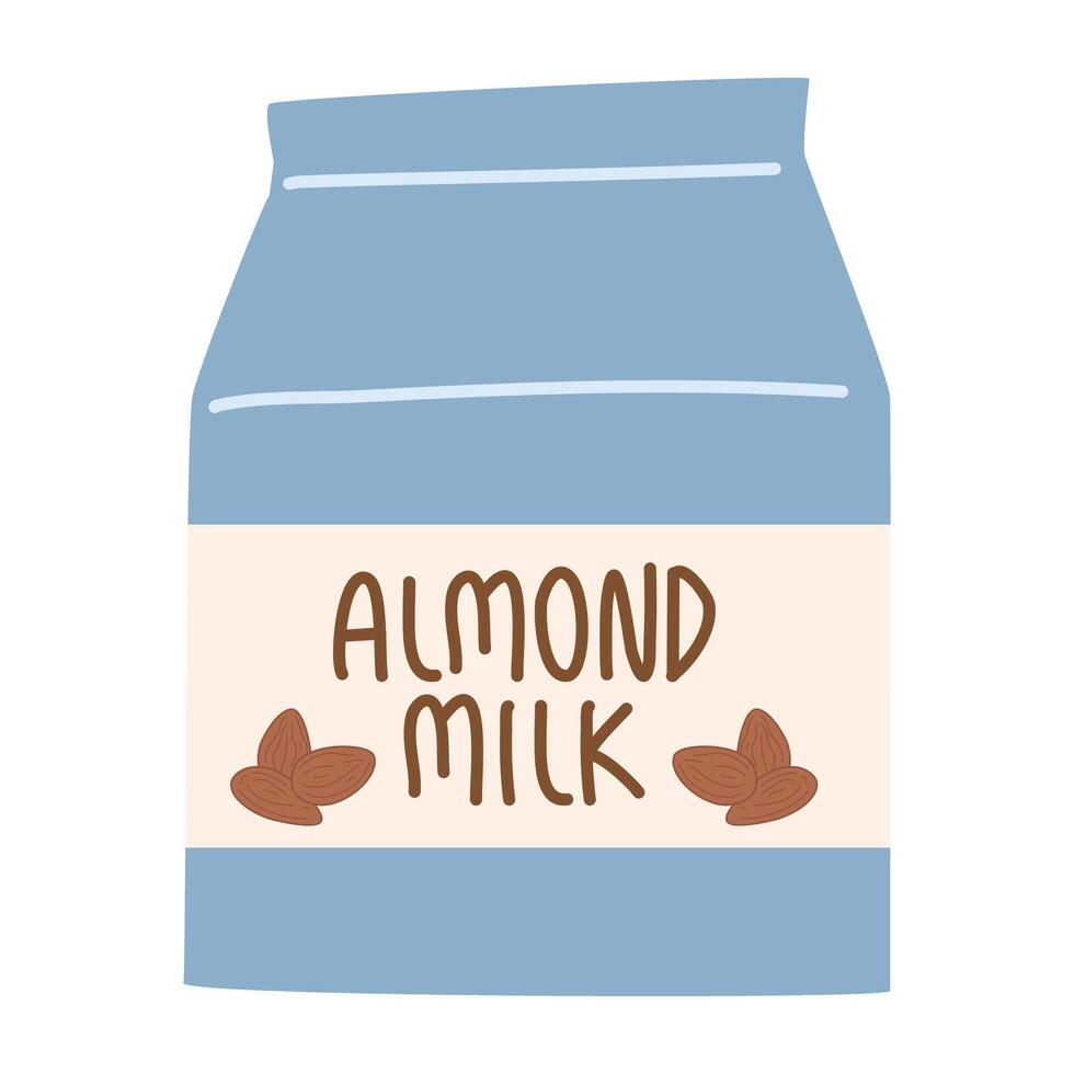 almond milk in paper package vector