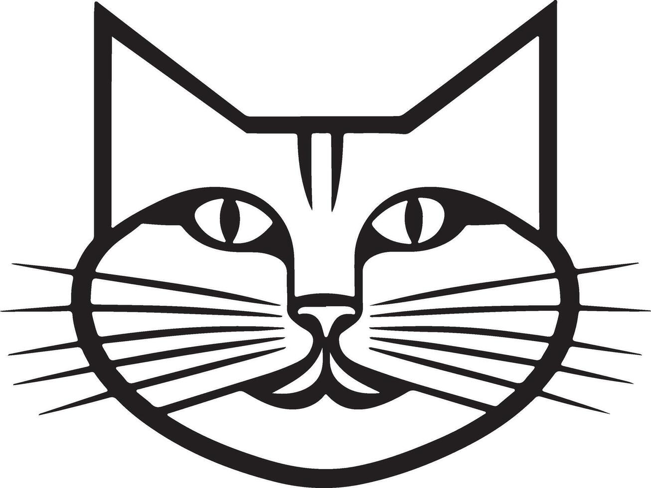 Elegant Cat Head Silhouette Art Design vector