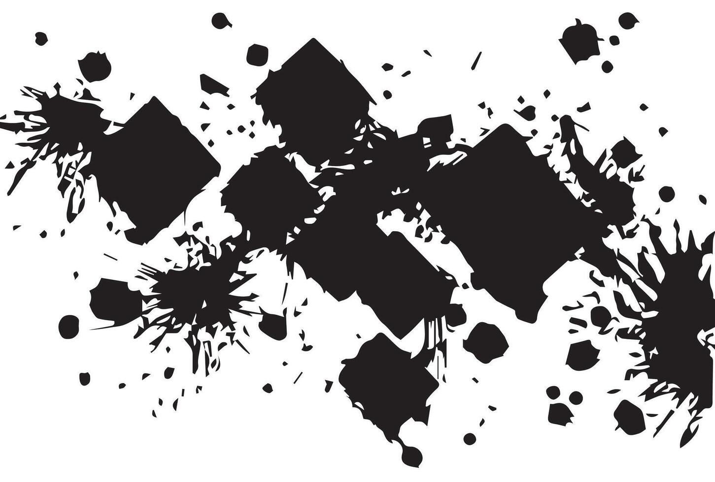 Black ink unique splatter on a white background. vector