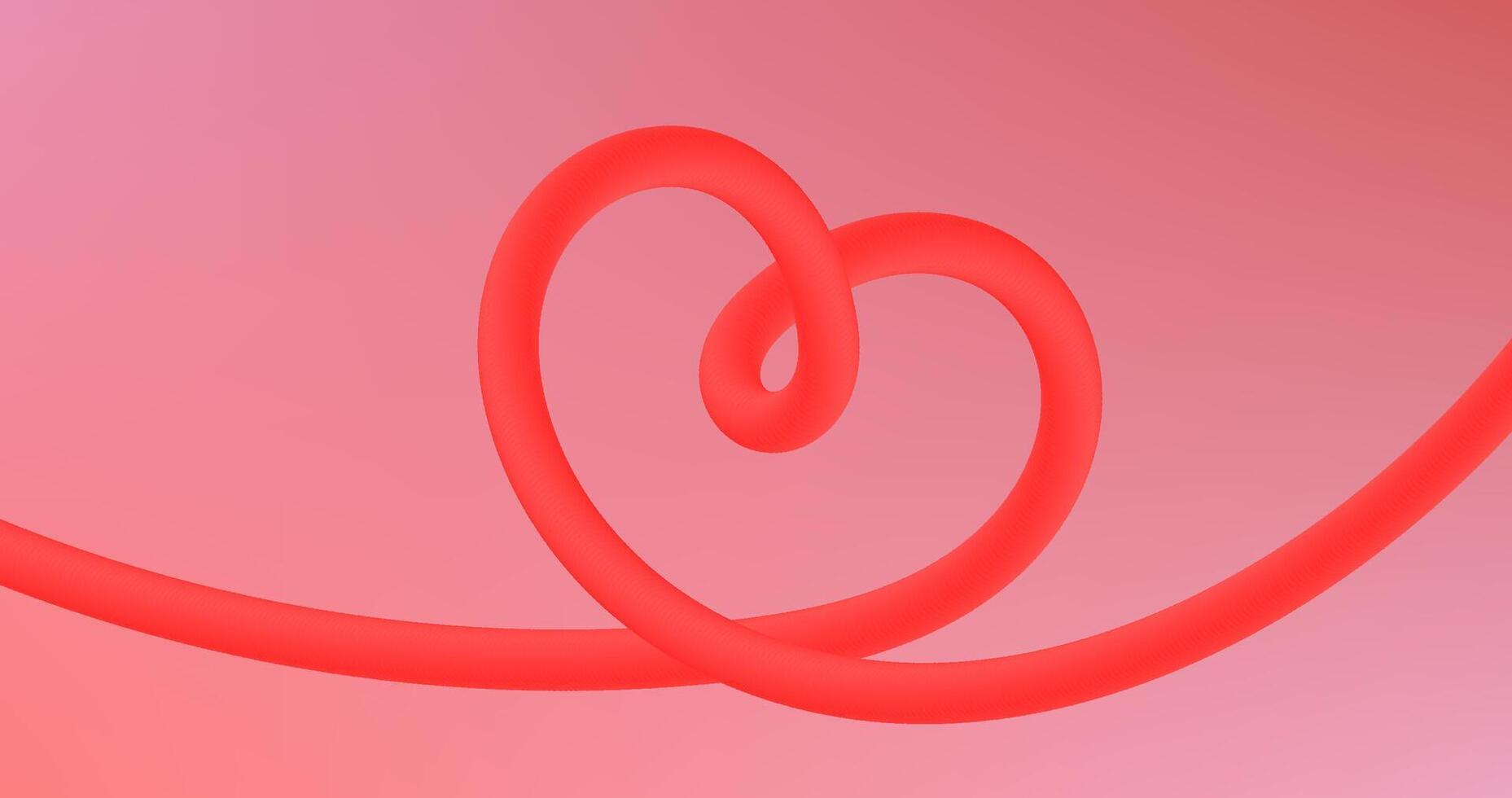 Red heart on a pink background. Valentine's Day vector