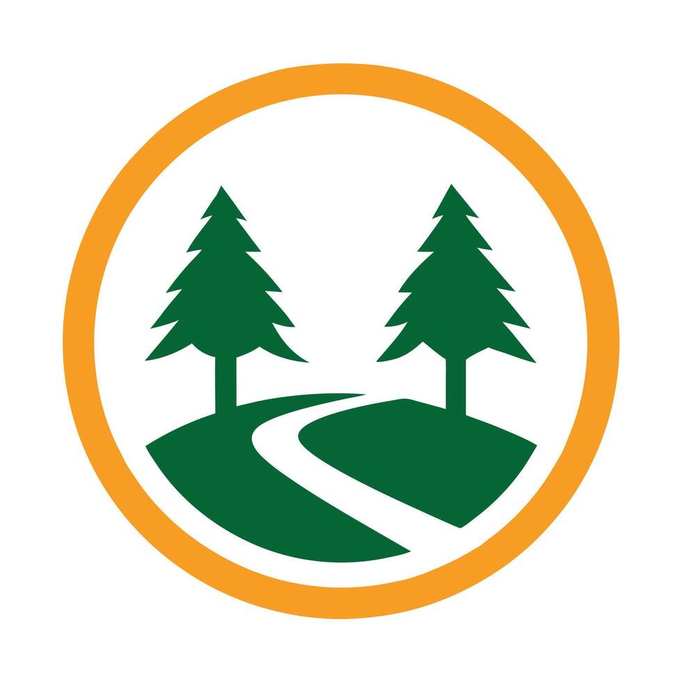 Scenic Nature Logo with Trees and Path Design vector