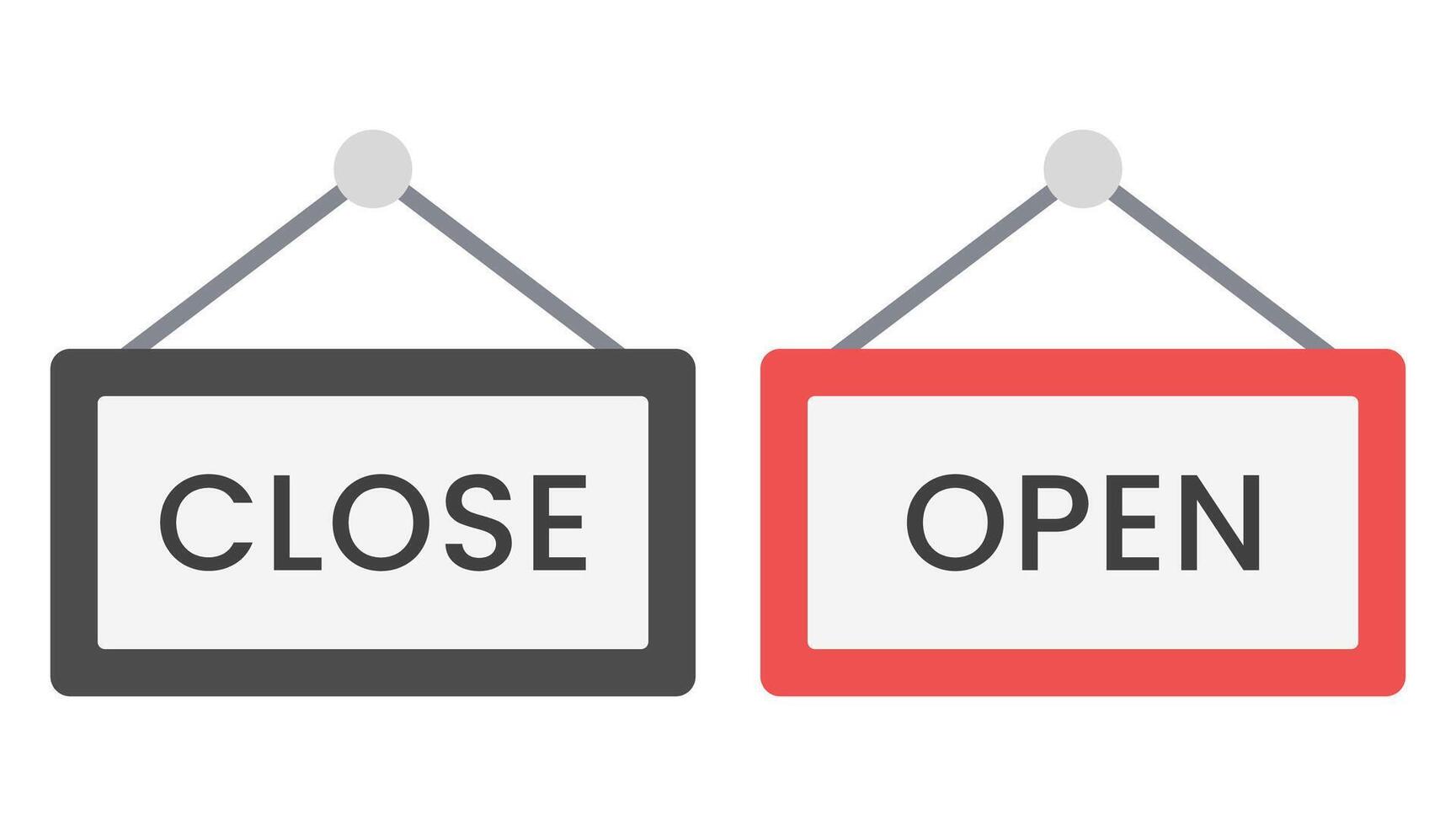 Open and closed sign board icon set isolated on white background. vector