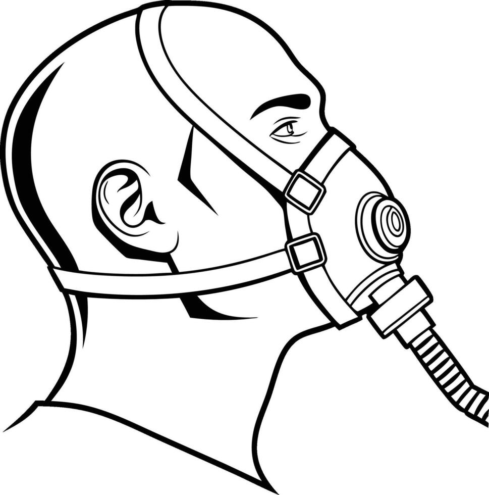 Bald head respiratory mask medical equipment. vector