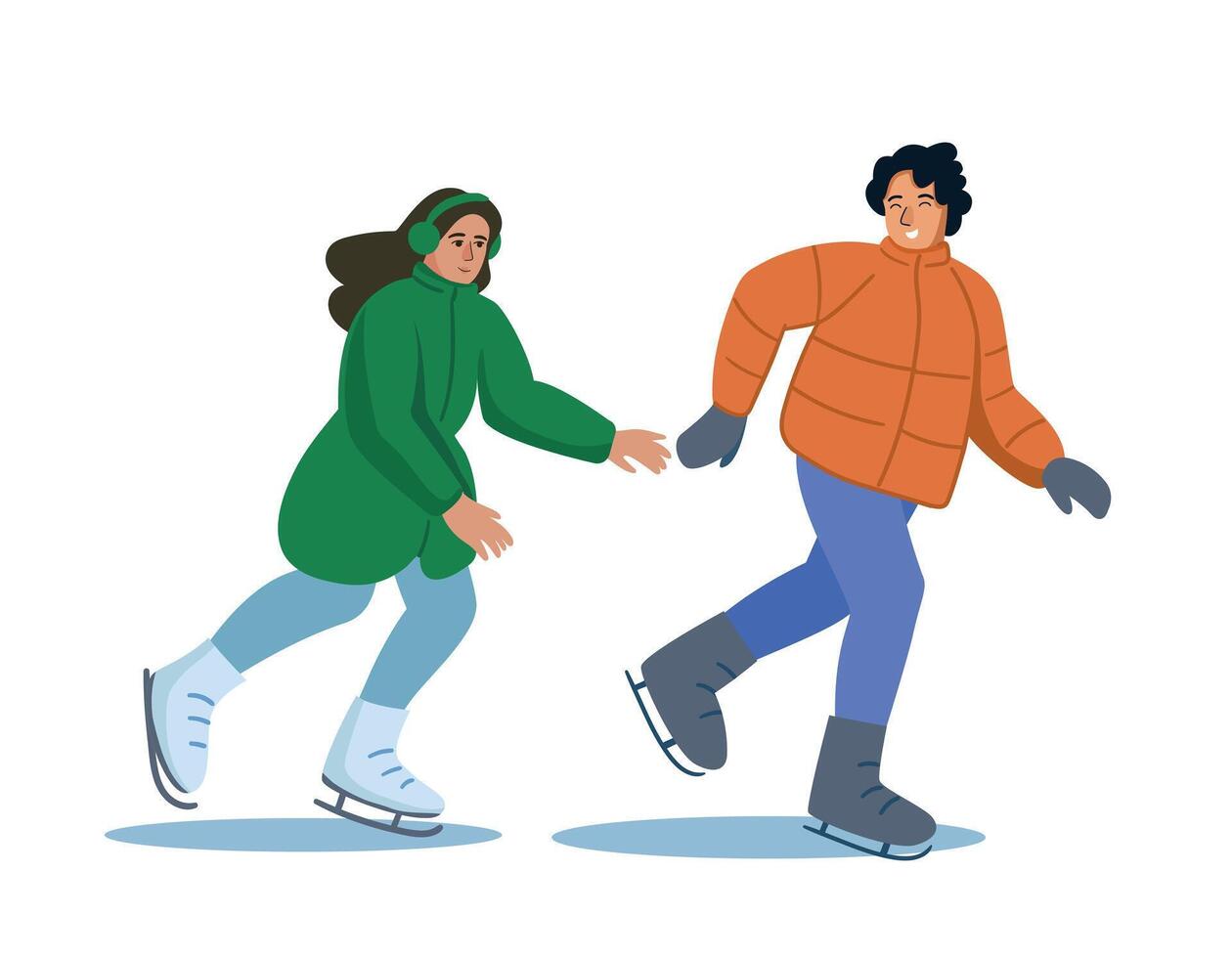 couple in love ice skating on a white background. concept of ice skating, figure skating, winter sports vector