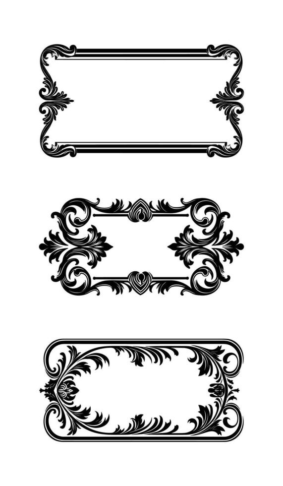 Decorative vintage frames and borders art on black colour vector