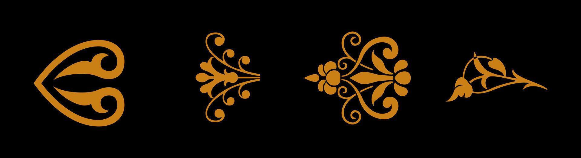 Set islamic ornament art designs illustration on gold colour vector