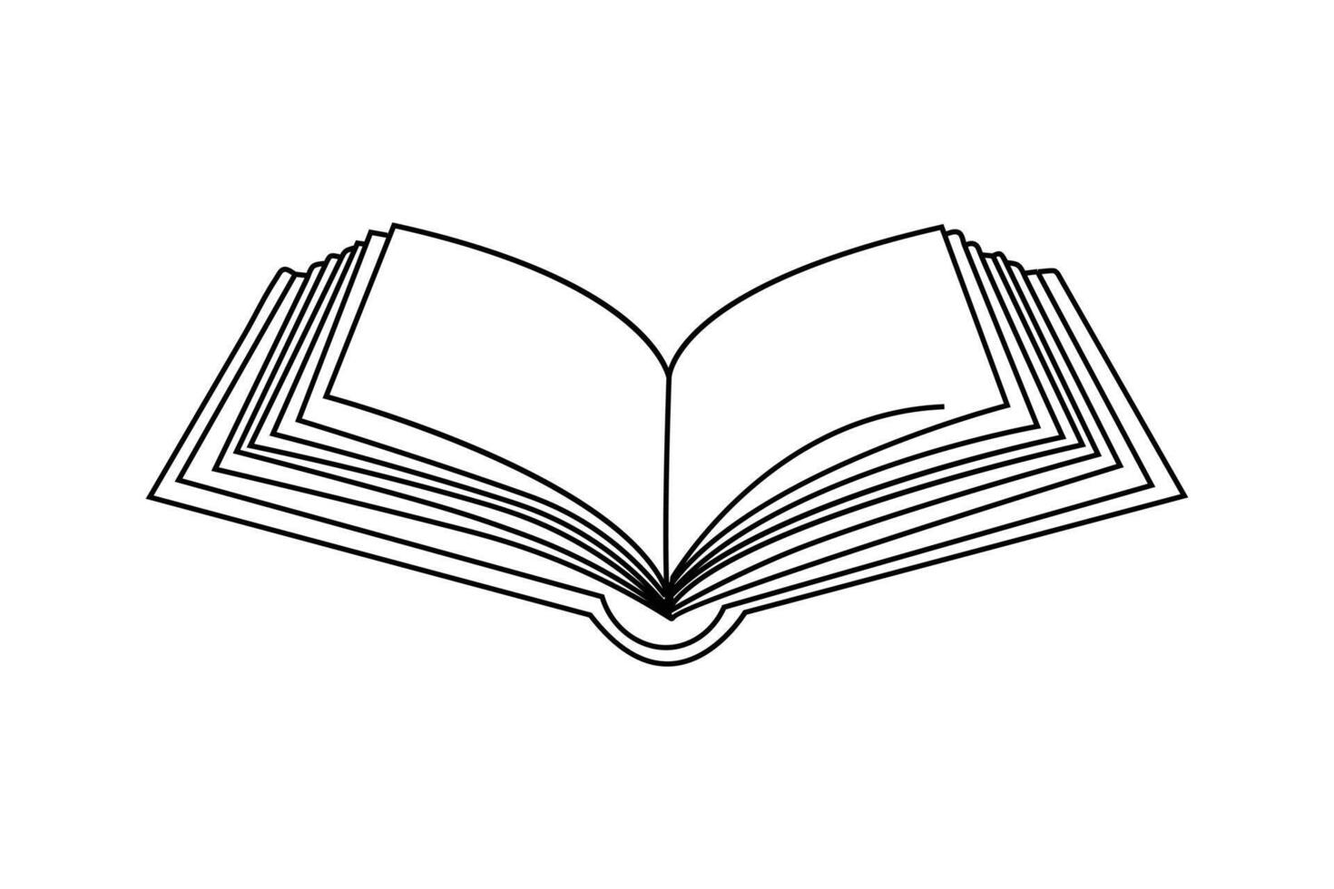 A continuous single-line drawing of an open book, Black and white book sketch , educational abstract art vector