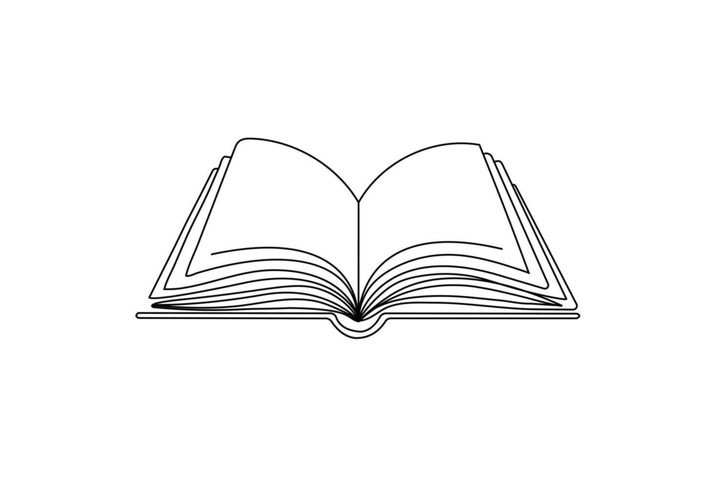 simple single-line drawing of an open book, designed in a clean, minimalist style. vector