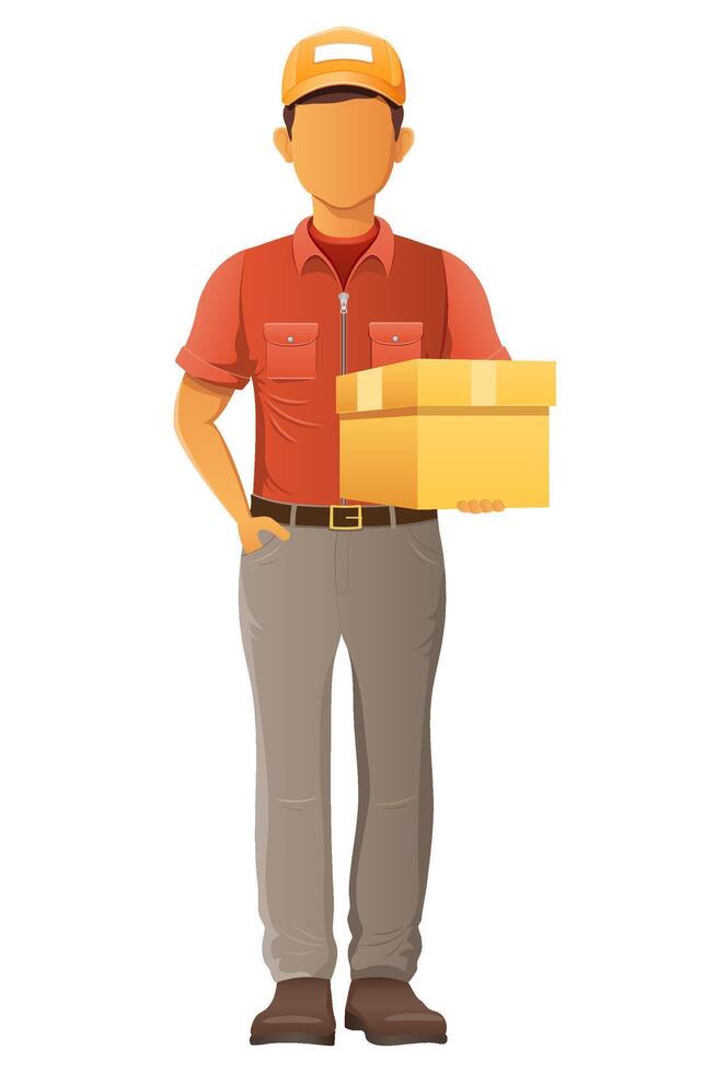 delivery young man courier service business illustration isolated on background vector
