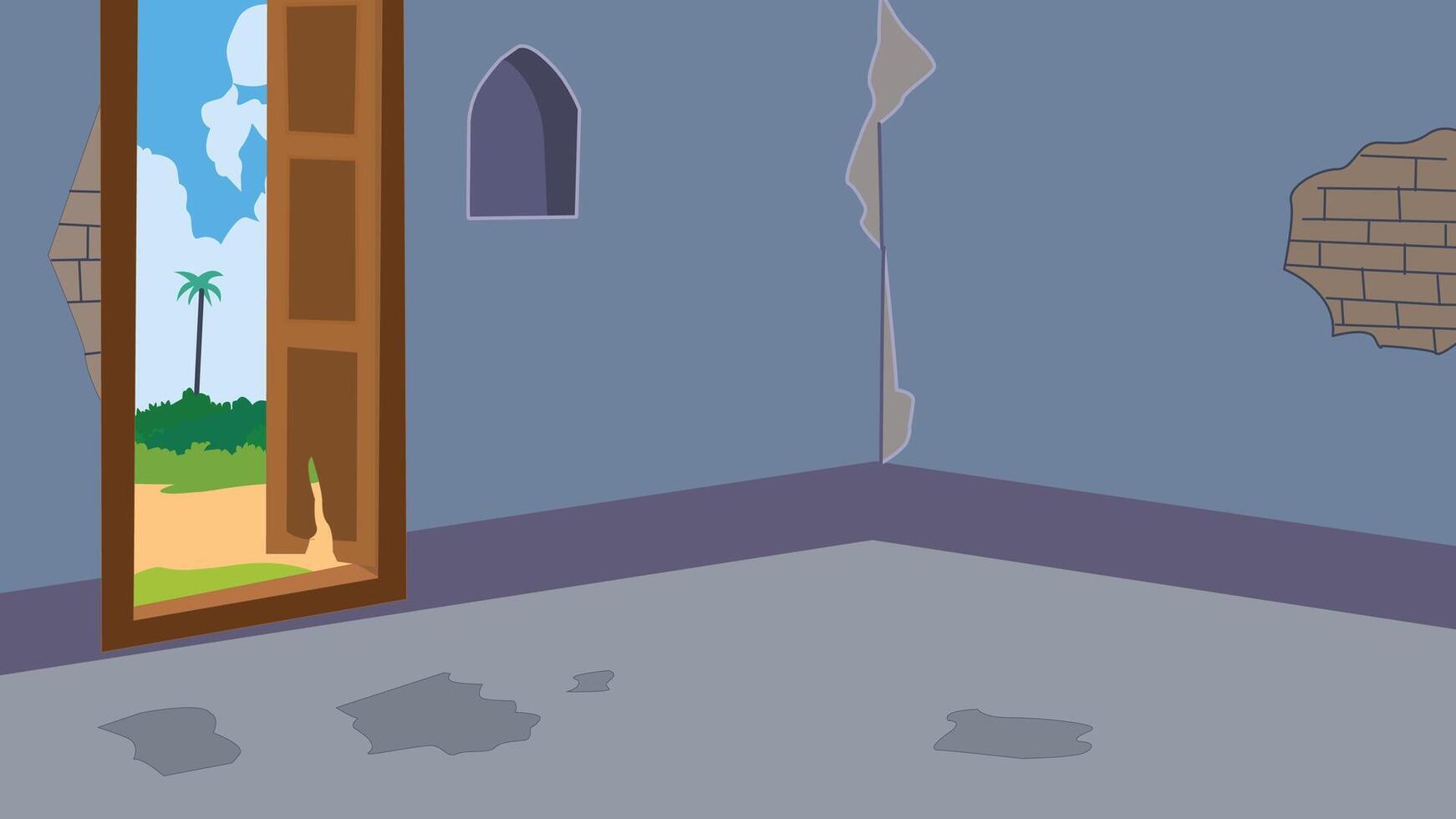 village poor hut bedroom background, inside view of the house vector