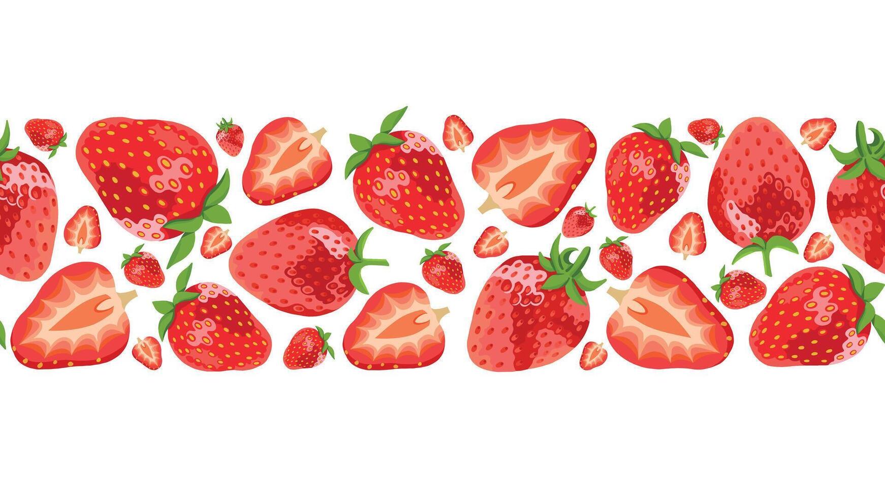 3d Realistic Strawberry Border on White Background vector