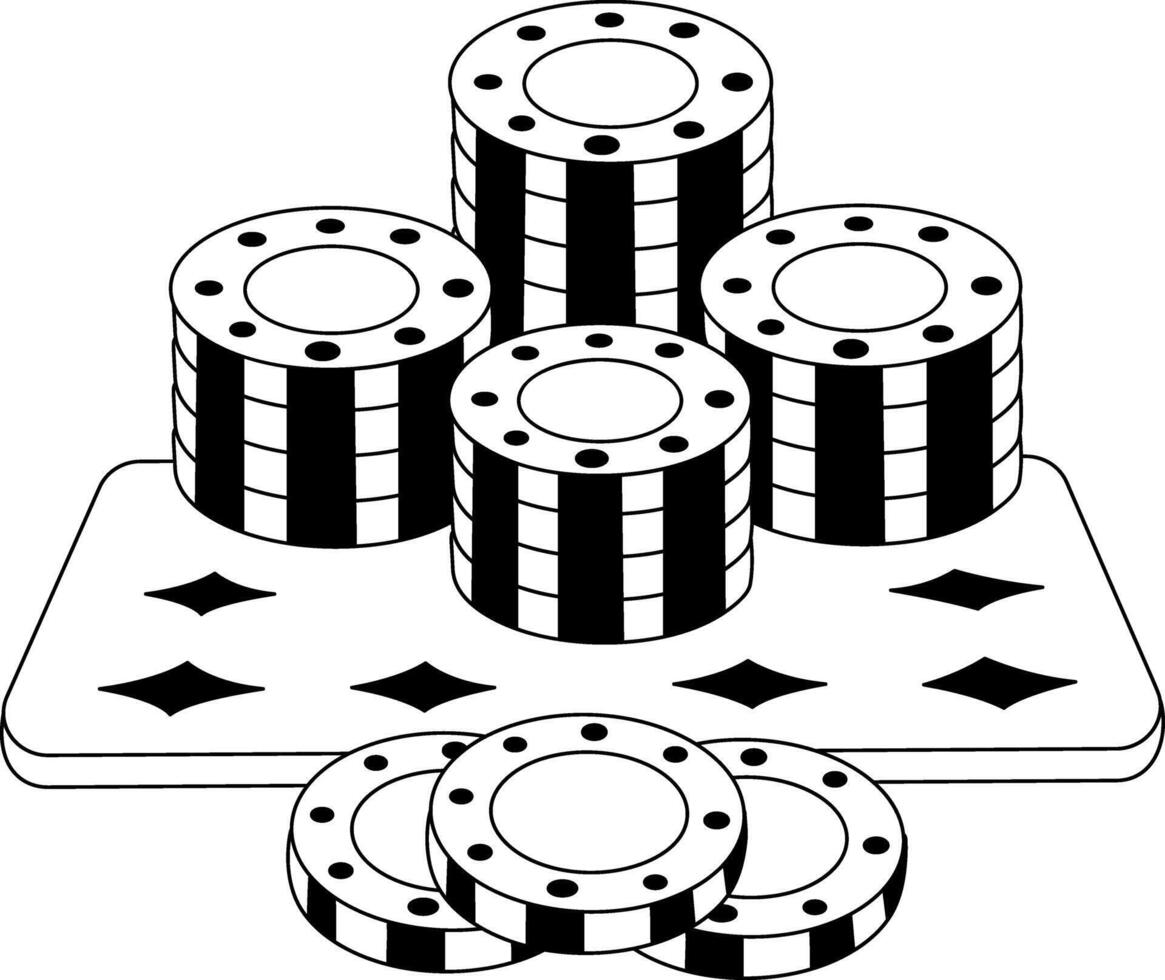 Poker chips illustration in drawing style vector